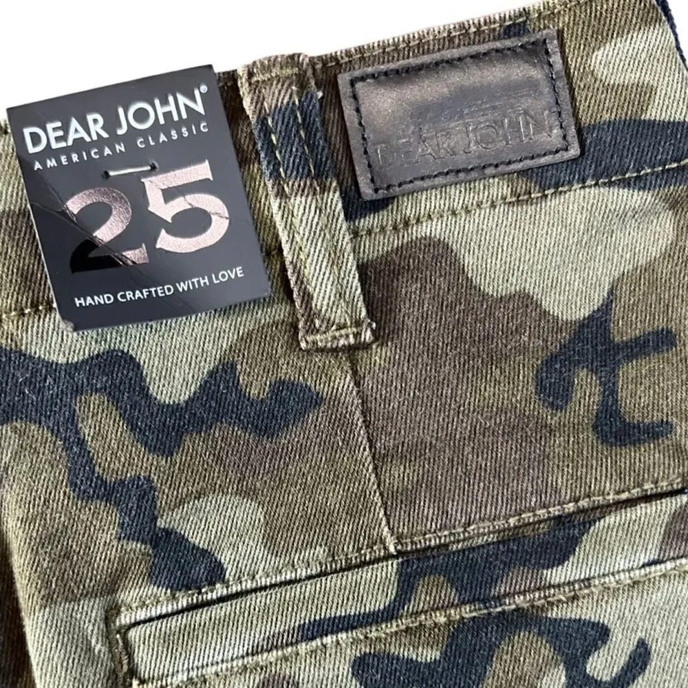 Dear John Jean Mini Skirt Camo Green Size 25 (NWT)